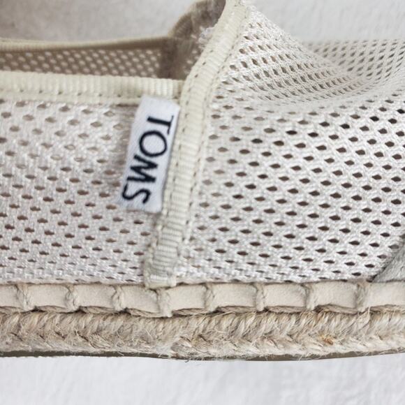 Toms Slip-On Shoes Women 12 Alpargata Espadrille Mesh Suede Comfort Cream - Picture 10 of 13